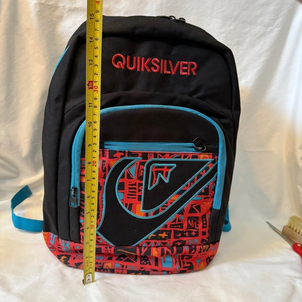 Quiksilver Backpack Black Red Blue Tribal Print Insulated Cooler Pocket 1920